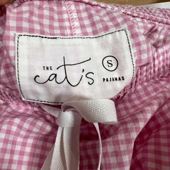 The Cat's Pajamas Set Pink Gingham Check Print 100% Cotton Womens Small Peru - Picture 10 of 11